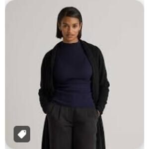 Quince Cashmere Duster Cardigan Sweater Black S NWOT
